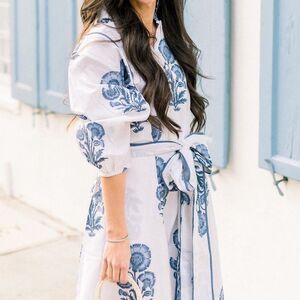 Victoria Dunn Folly Flounced Mini Dress Medium Periwinkle Blossom No Belt